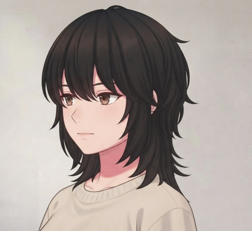 Female · Wolf Cut · Front Left 3/4